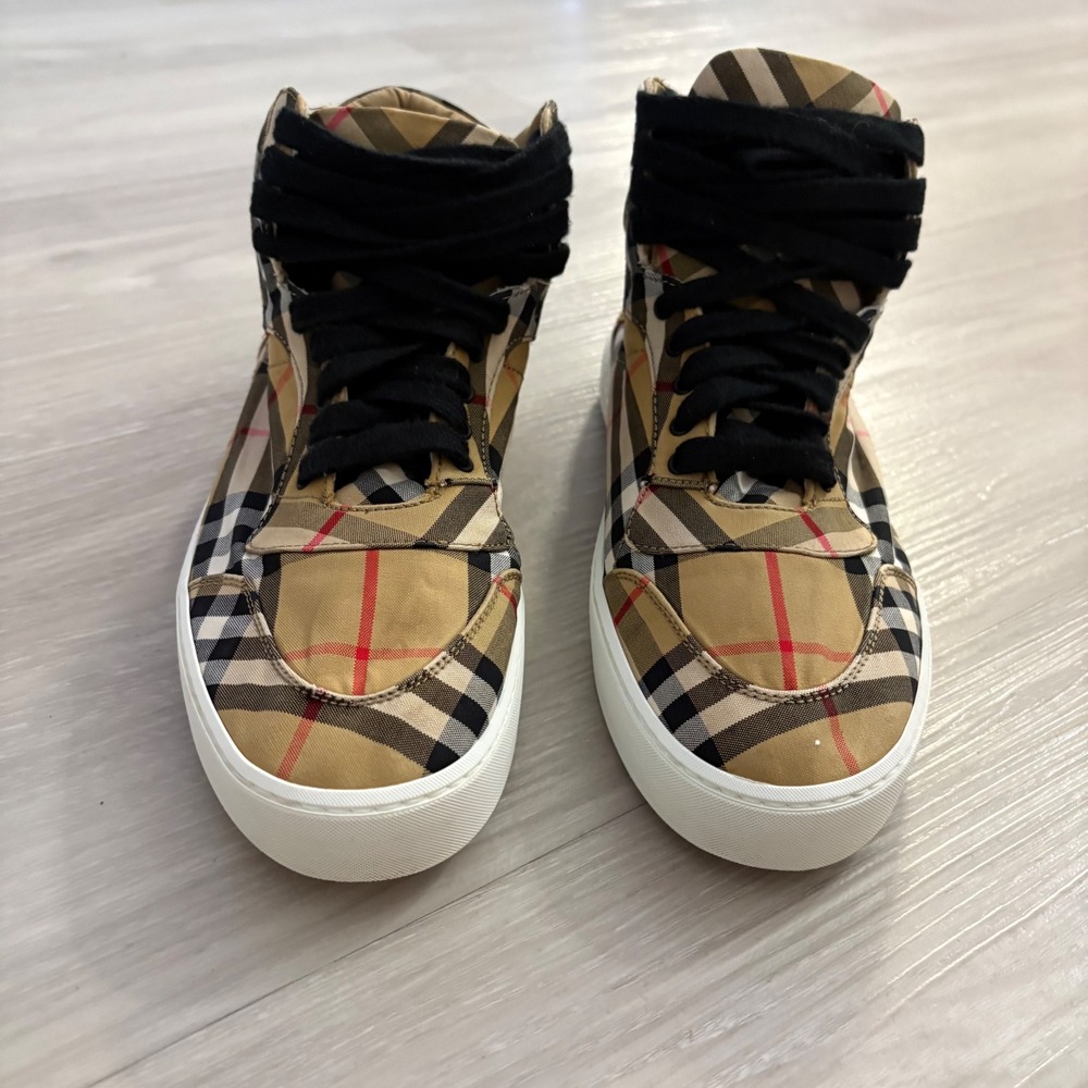 Burberry Shoe Women Vintage Check High Sneakers Tan Black ITLEOSH074CAS IT 38 - Picture 13 of 16